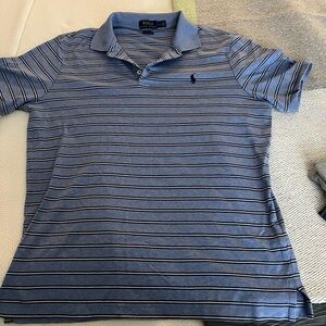 Ralph Lauren Men's Blue and White Striped Polo Shirt